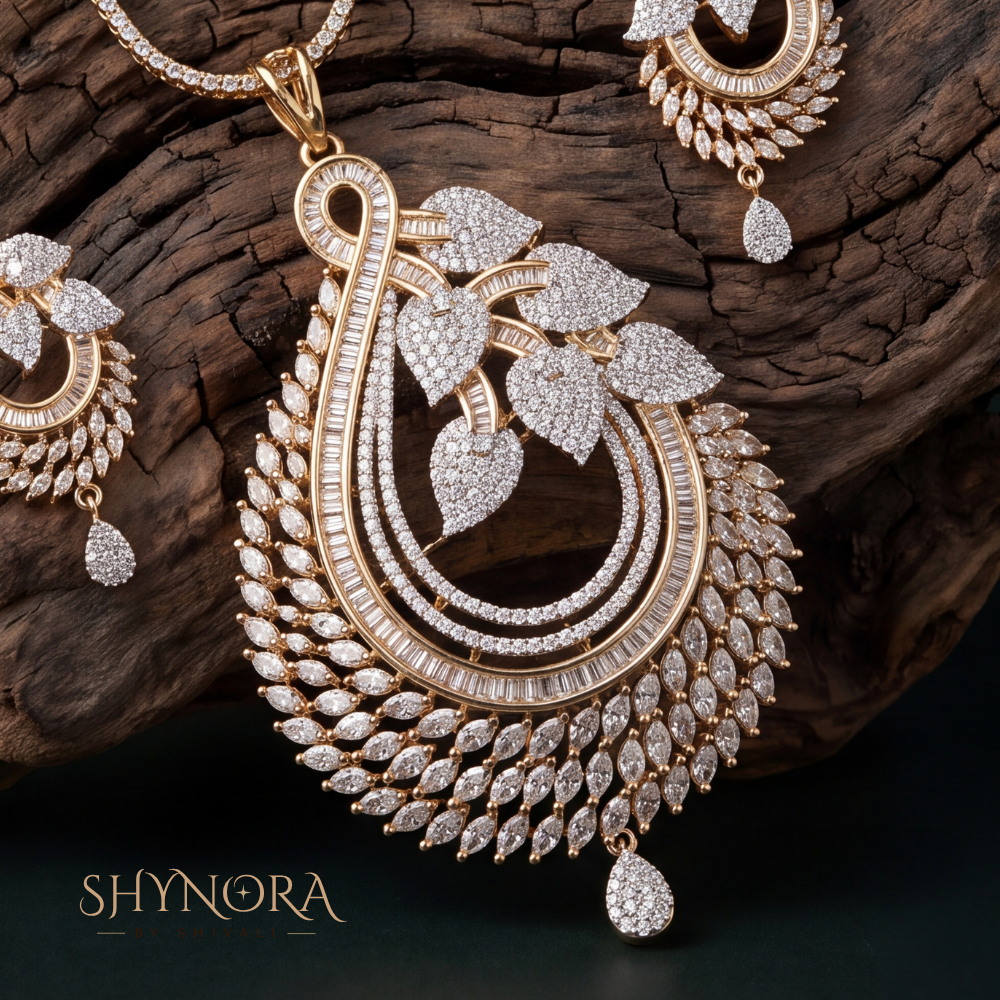 Floral Fan AD Pendant Set – Shynora By Shivali