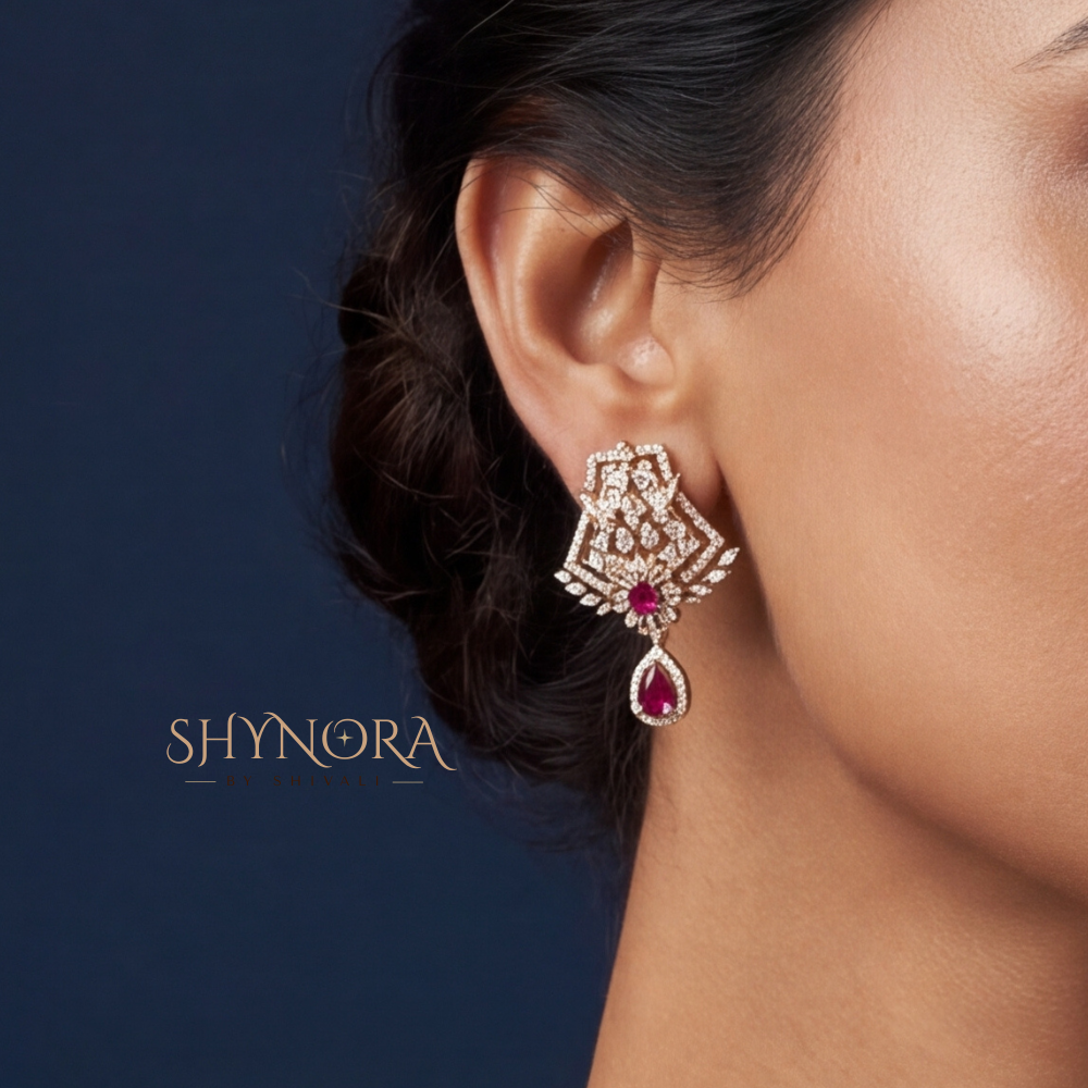 Ruby Chandelier Fringe Pendant Set – Shynora By Shivali