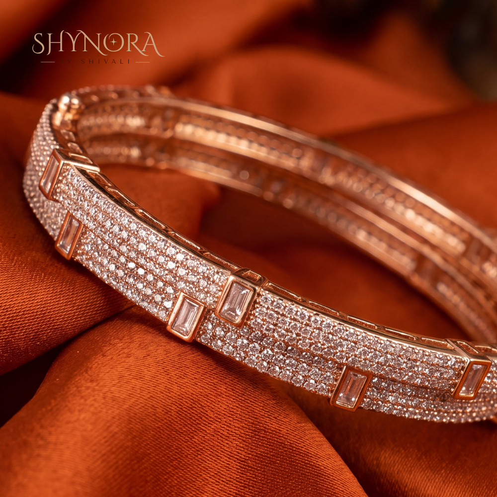 Rose Gold Pave Stacking Kada (Set of 2) – Shynora By Shivali