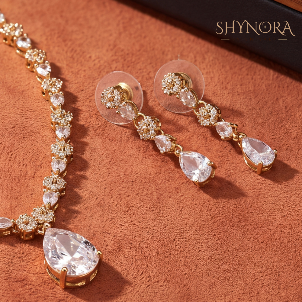 Floral Cluster Pear Drop Necklace Set – Shynora By Shivali