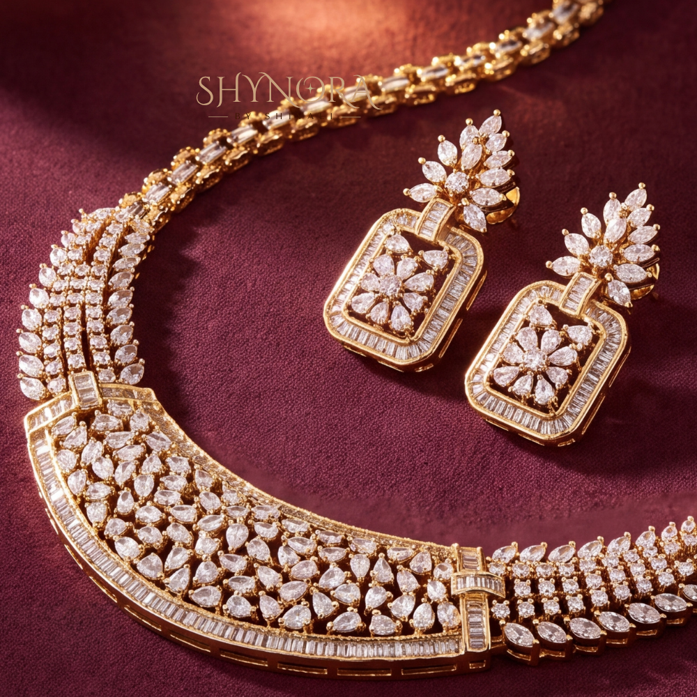 Box Chain Fan Pendant Necklace Set – Shynora By Shivali