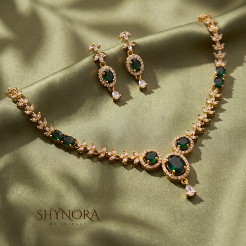 Emerald Cluster Choker Necklace Set – Shynora By Shivali