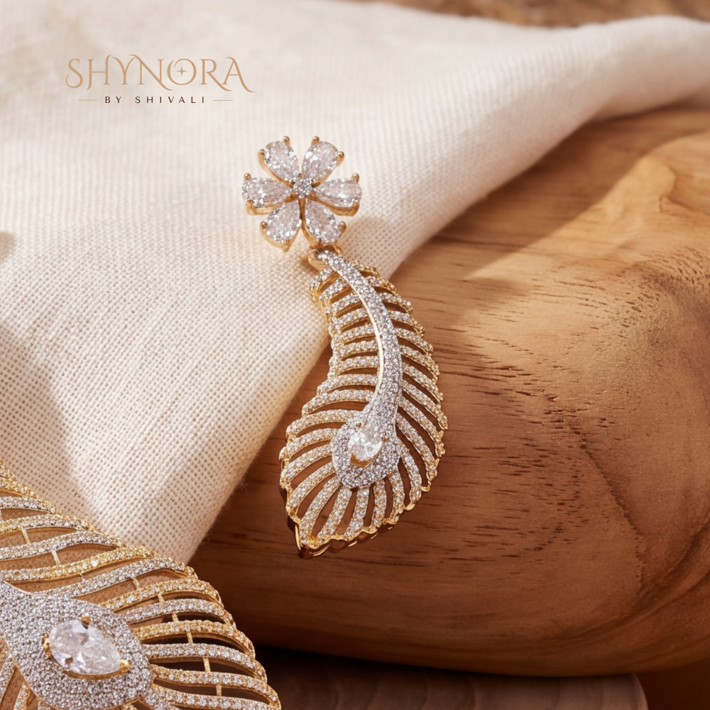 Feather Leaf Pendant Set – Shynora By Shivali