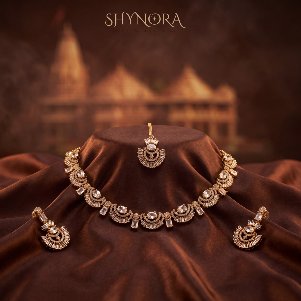 Fan Baguette Necklace Set – Shynora By Shivali