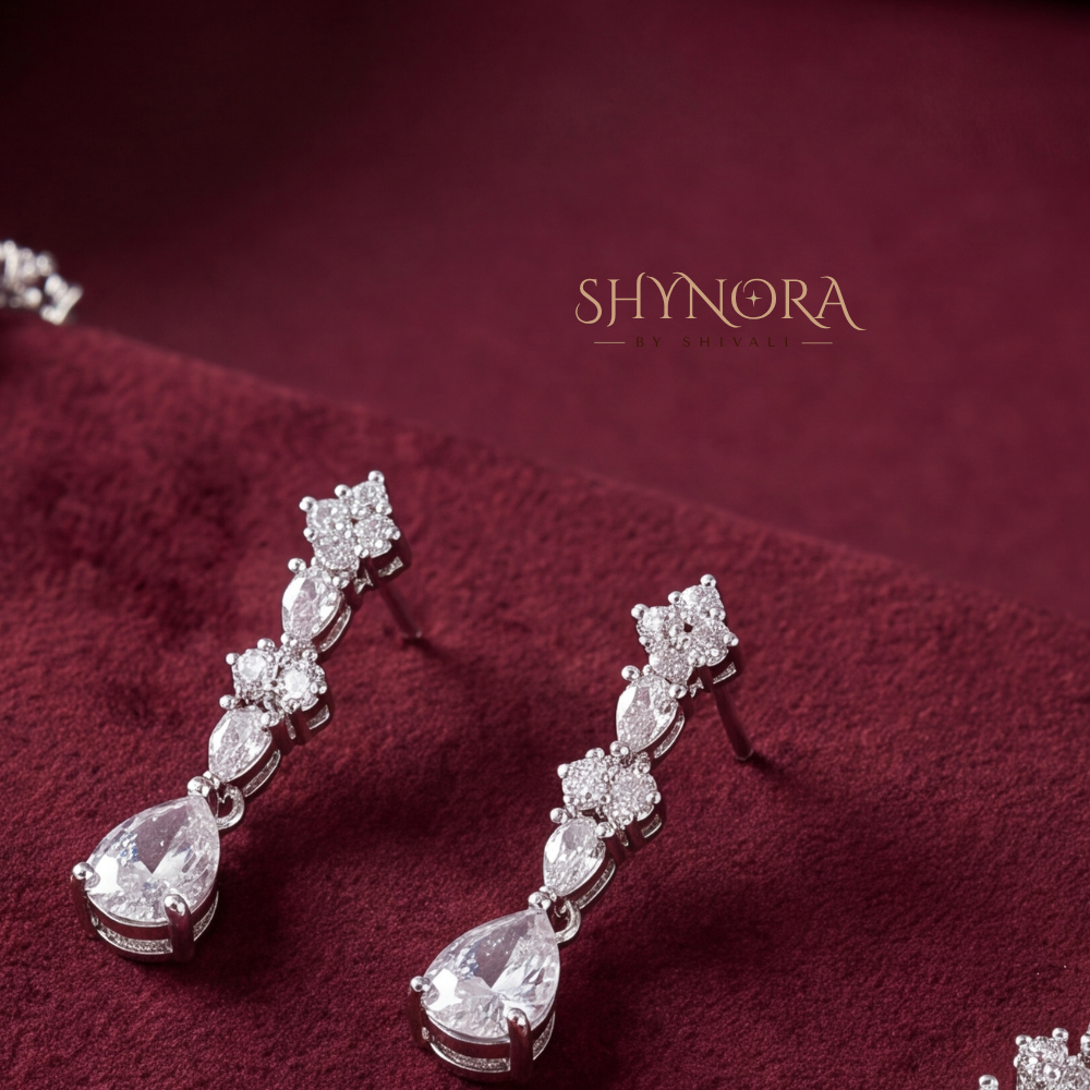 Floral Cluster Solitaire Drop Necklace Set – Shynora By Shivali