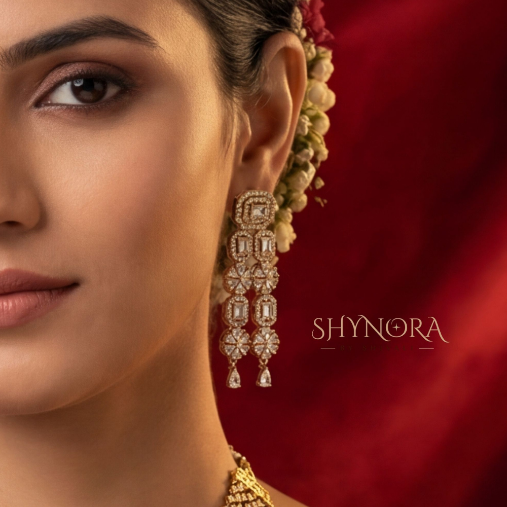 Floral Rosette Rectangular Link Necklace Set – Shynora By Shivali