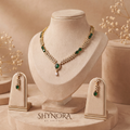 Emerald Chain Link Pear Pendant Necklace Set – Shynora By Shivali