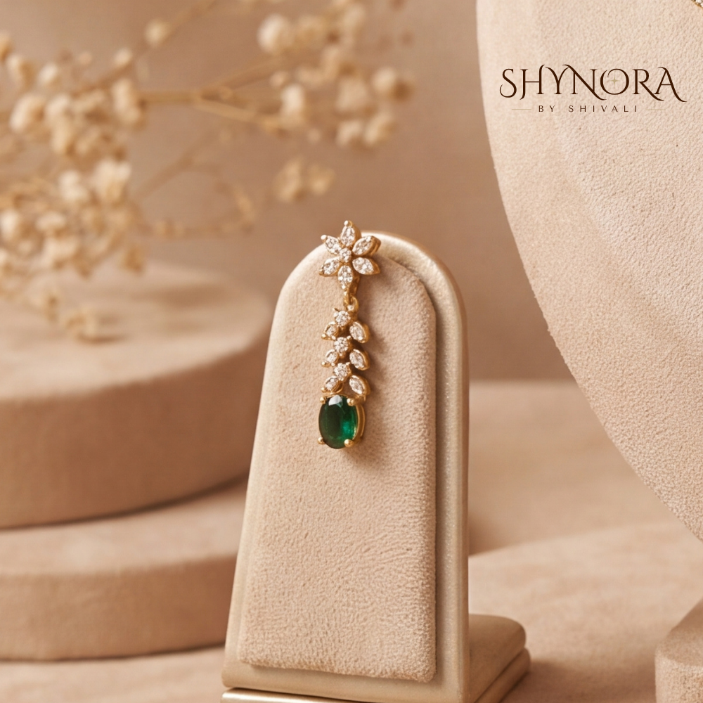 Emerald Chain Link Pear Pendant Necklace Set – Shynora By Shivali
