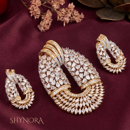 Diamond Fan Scallop Pendant Set – Shynora By Shivali