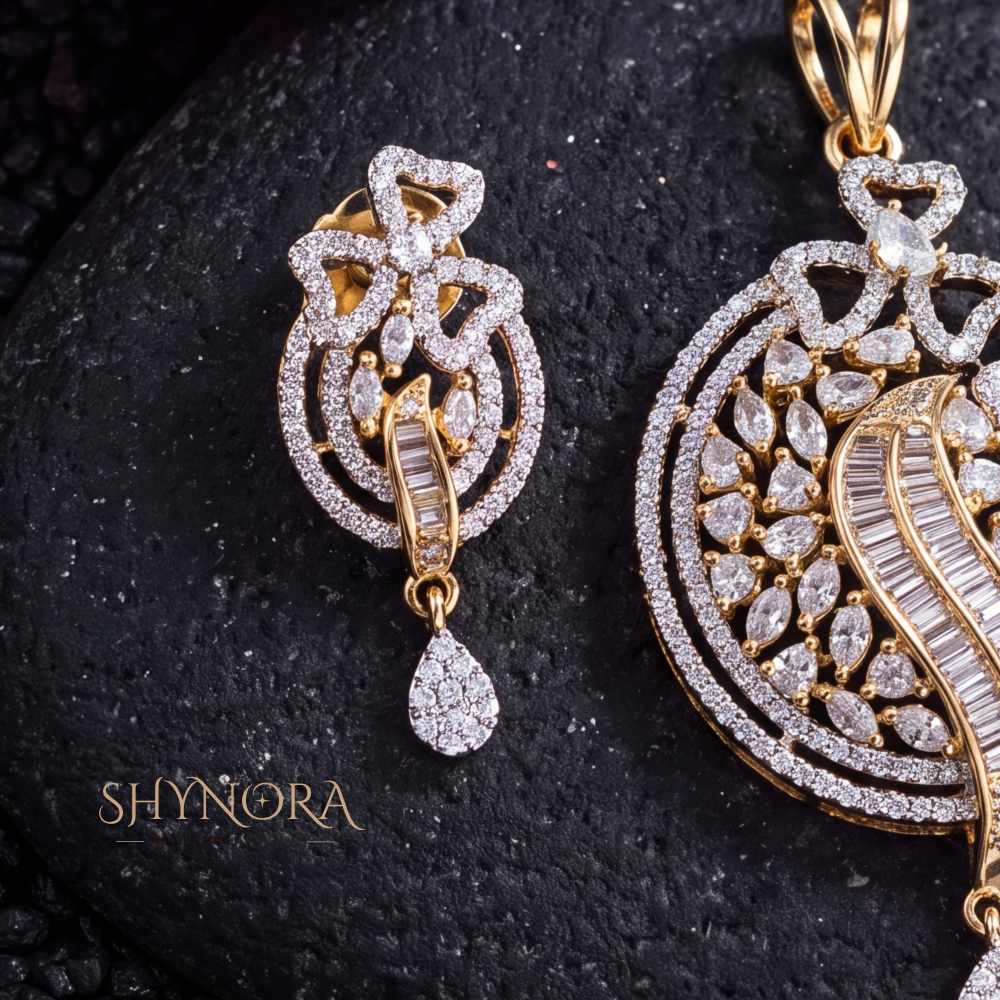 Heart Lattice Floral AD Pendant Set – Shynora By Shivali