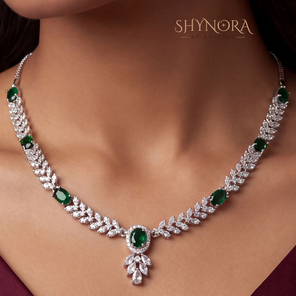 Sapphire Multicolor Pear Pendant Necklace Set – Shynora By Shivali
