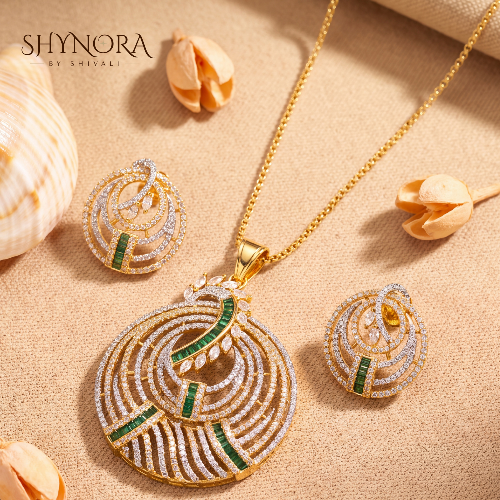 Heart Cutout Floral AD Pendant Set – Shynora By Shivali