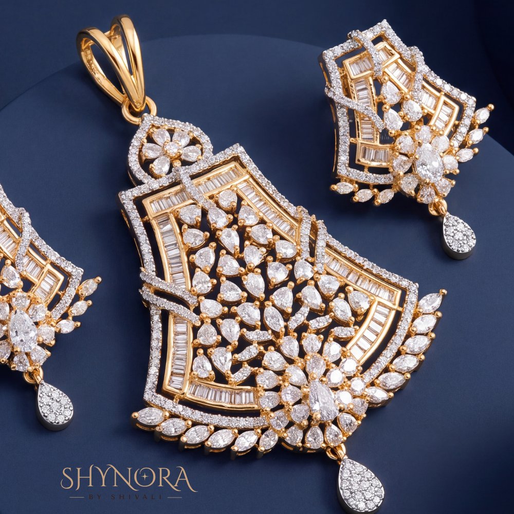 Regal Crown AD Pendant Set – Shynora By Shivali