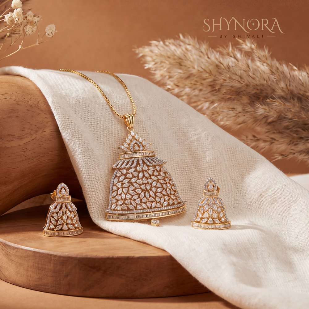 Leafy Oval AD Pendant Set – Shynora By Shivali