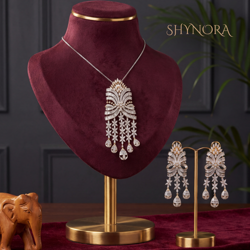 Diamond Bridal Fan Fringe Pendant Set – Shynora By Shivali