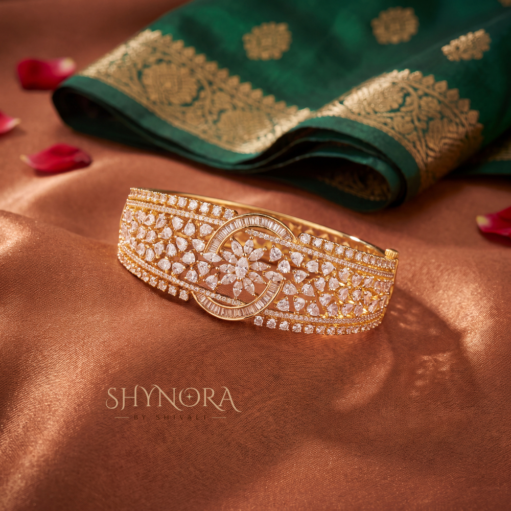 Floral Baguette Wide Kada – Shynora By Shivali