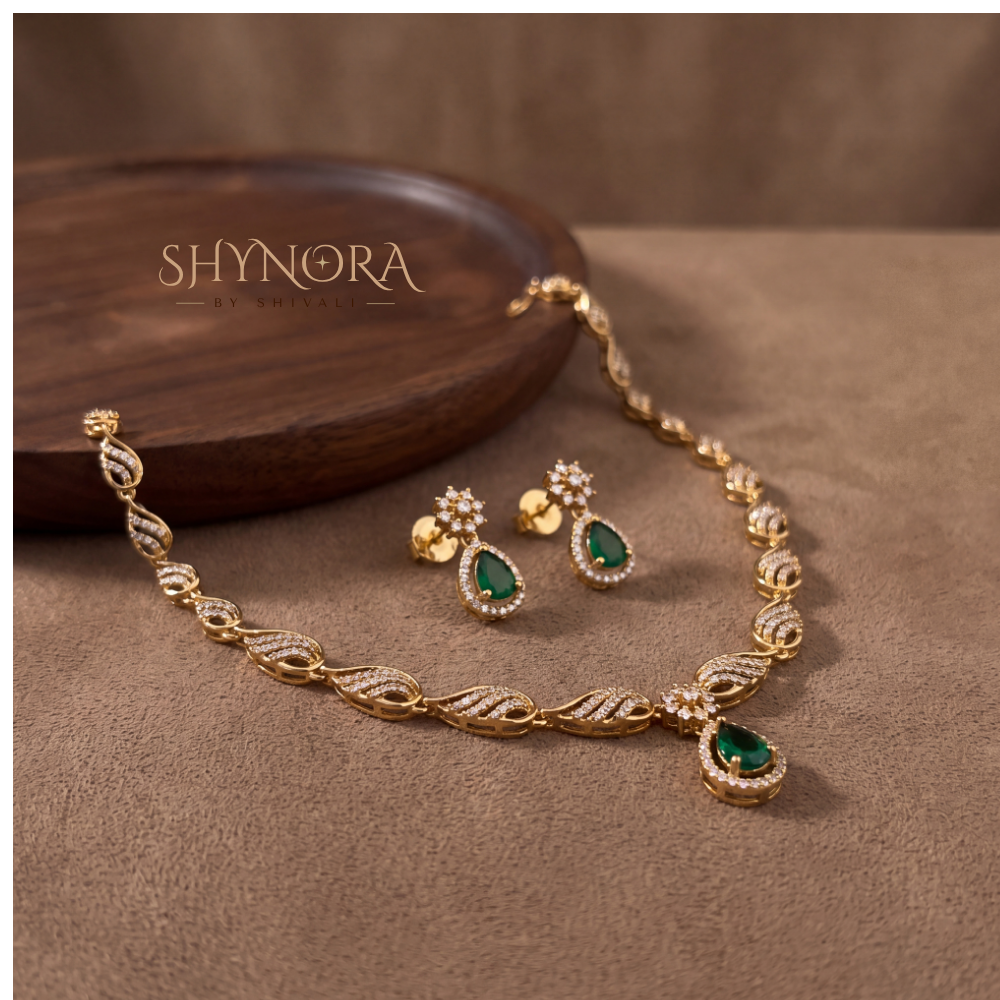 Twisted Rope Emerald Drop Necklace Set – Shynora By Shivali