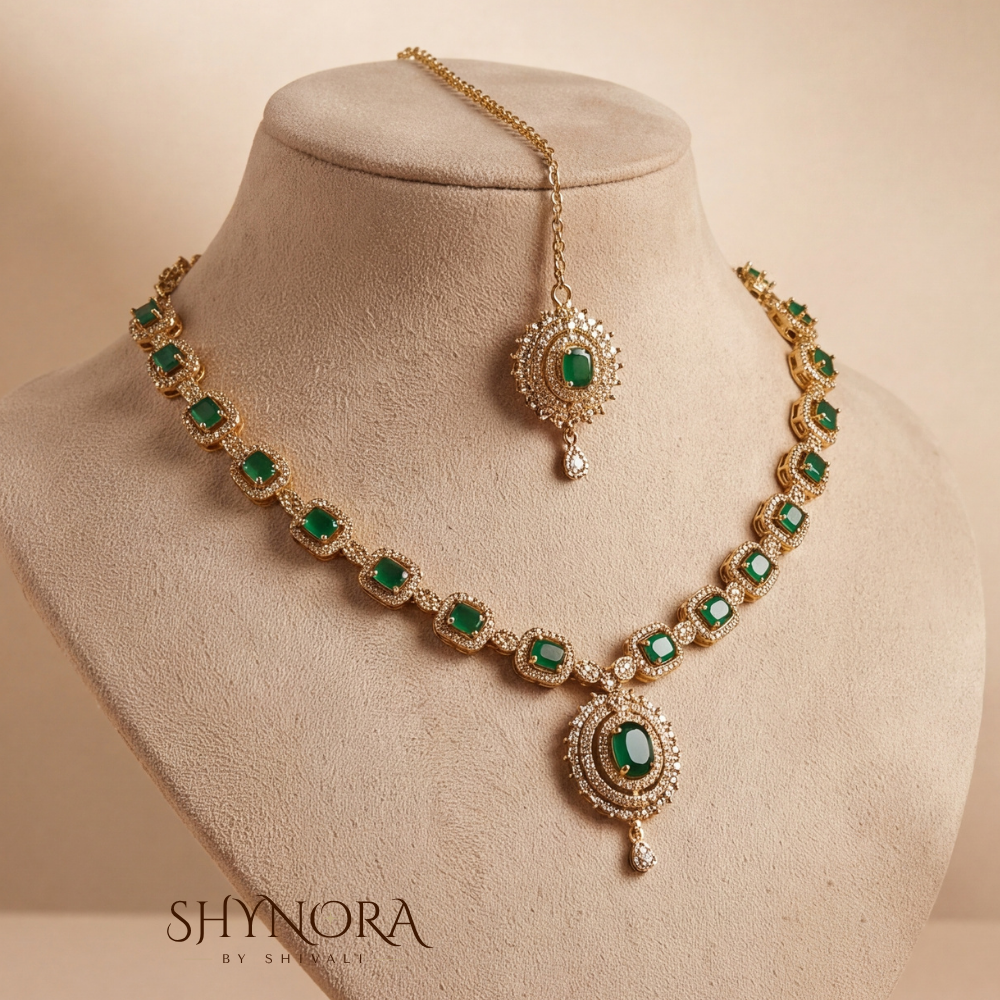 Sapphire Delicate Pendant Necklace Set – Shynora By Shivali