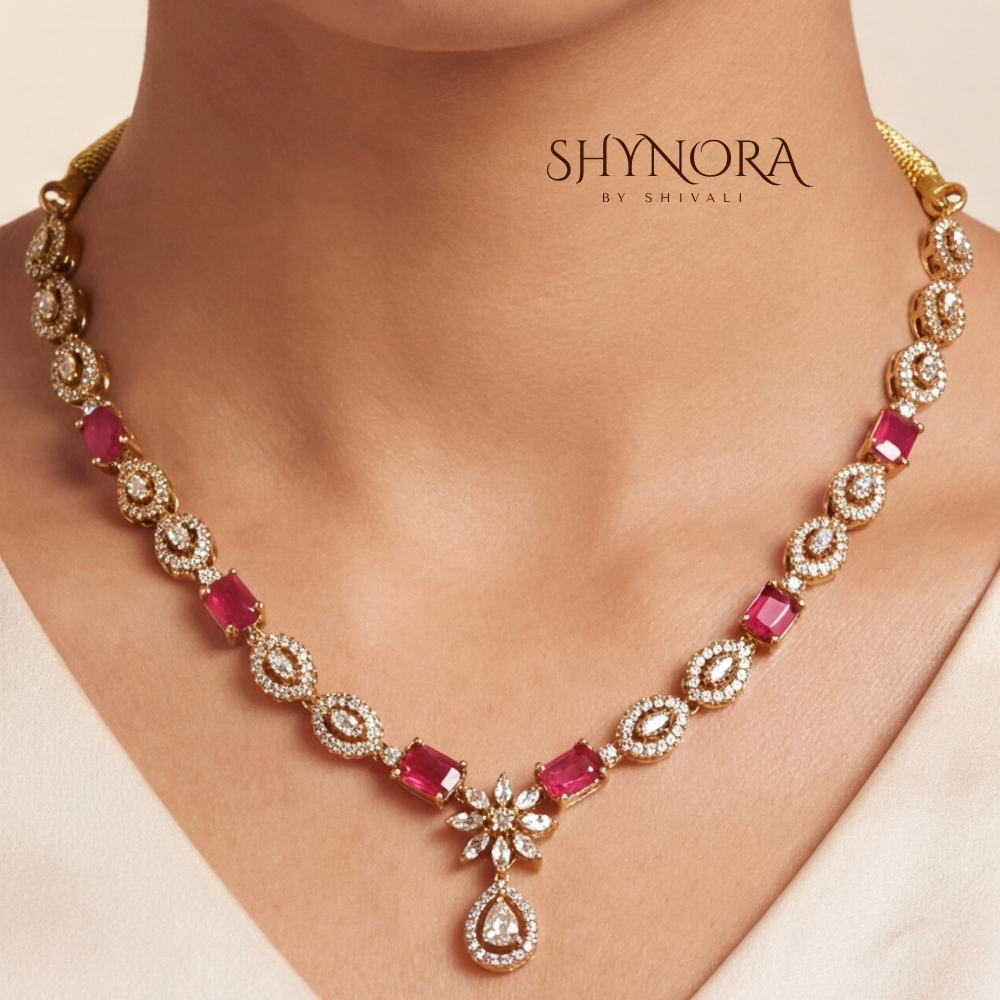 Ruby Multicolor Baguette Necklace Set – Shynora By Shivali