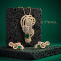 Emerald Scroll Cluster Pendant Set – Shynora By Shivali