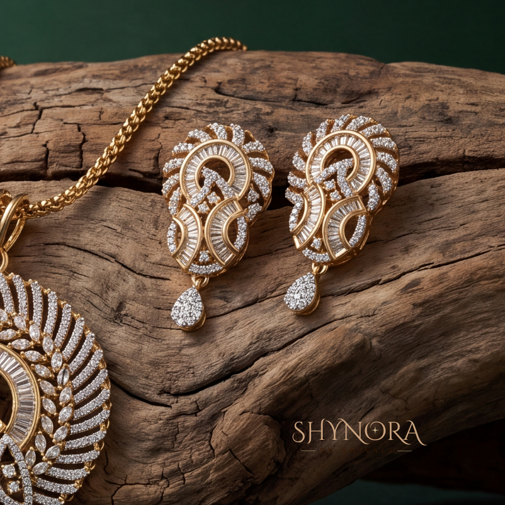 Looped Wave AD Pendant Set – Shynora By Shivali