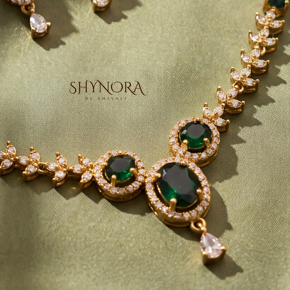 Emerald Cluster Choker Necklace Set – Shynora By Shivali