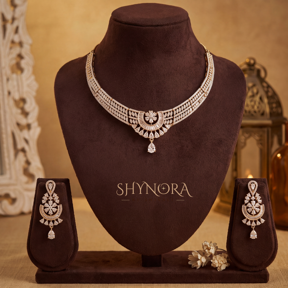 Halo Pendant Collar Necklace Set – Shynora By Shivali