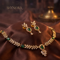 Emerald Leaf Pattern Necklace Set – Shynora By Shivali