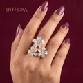 Diamond Three Flower Cluster Adjustable Ring – Shynora By Shivali