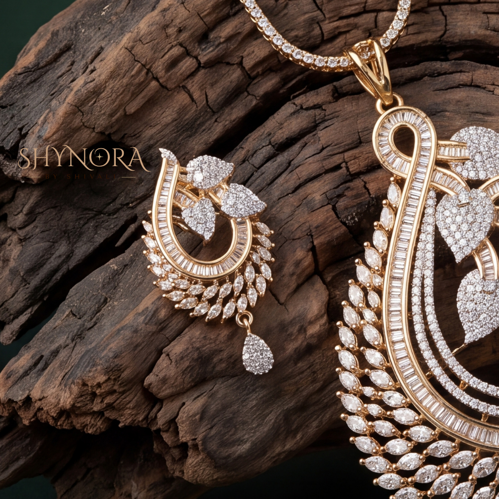 Floral Fan AD Pendant Set – Shynora By Shivali
