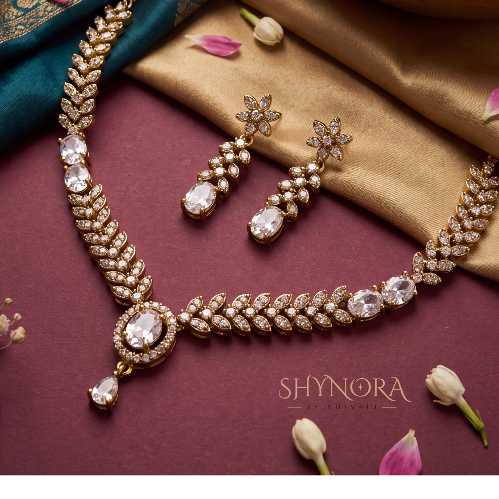 Scalloped Floret Drop Necklace Set – Shynora By Shivali