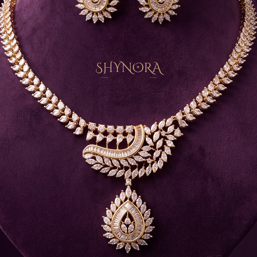 Diamond Drop Paisley Necklace Set – Shynora By Shivali