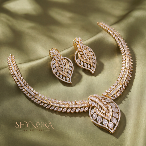 Crescent Leaf Necklace Set – Shynora By Shivali