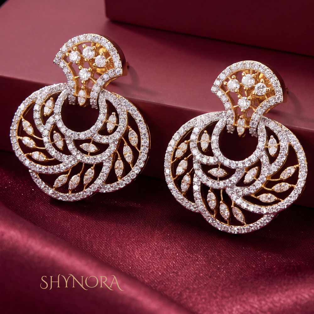 Diamond Fan Crescent Drop Earrings – Shynora By Shivali