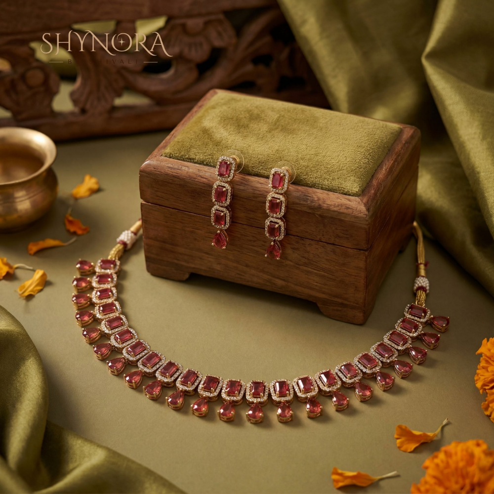 Ruby Graduated Collar Necklace Set – Shynora By Shivali