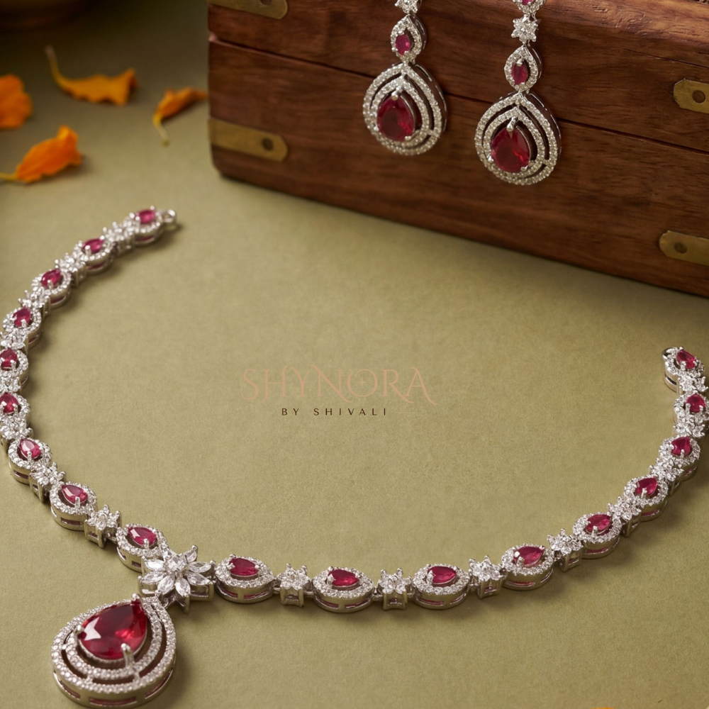 Ruby Floral Link Necklace – Shynora By Shivali