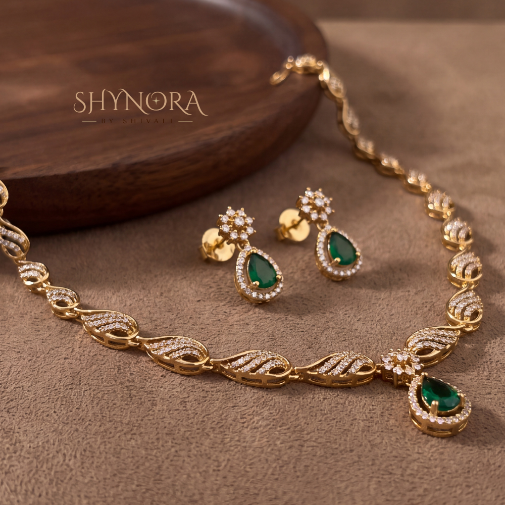 Twisted Rope Emerald Drop Necklace Set – Shynora By Shivali
