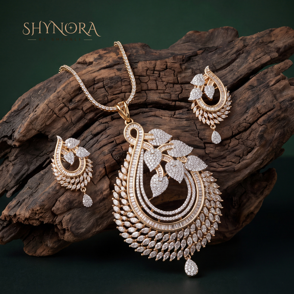 Floral Fan AD Pendant Set – Shynora By Shivali