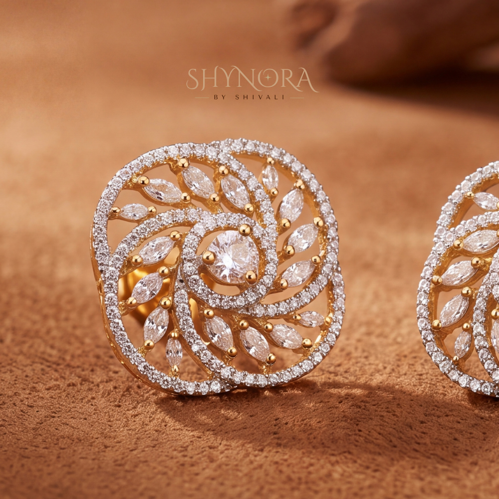 Square Swirl Leaf Stud Earrings – Shynora By Shivali