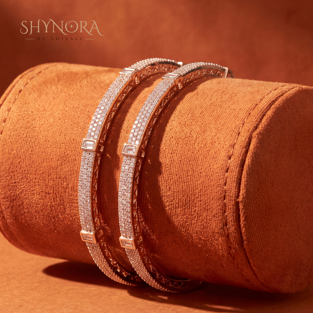 Rose Gold Pave Stacking Kada (Set of 2) – Shynora By Shivali