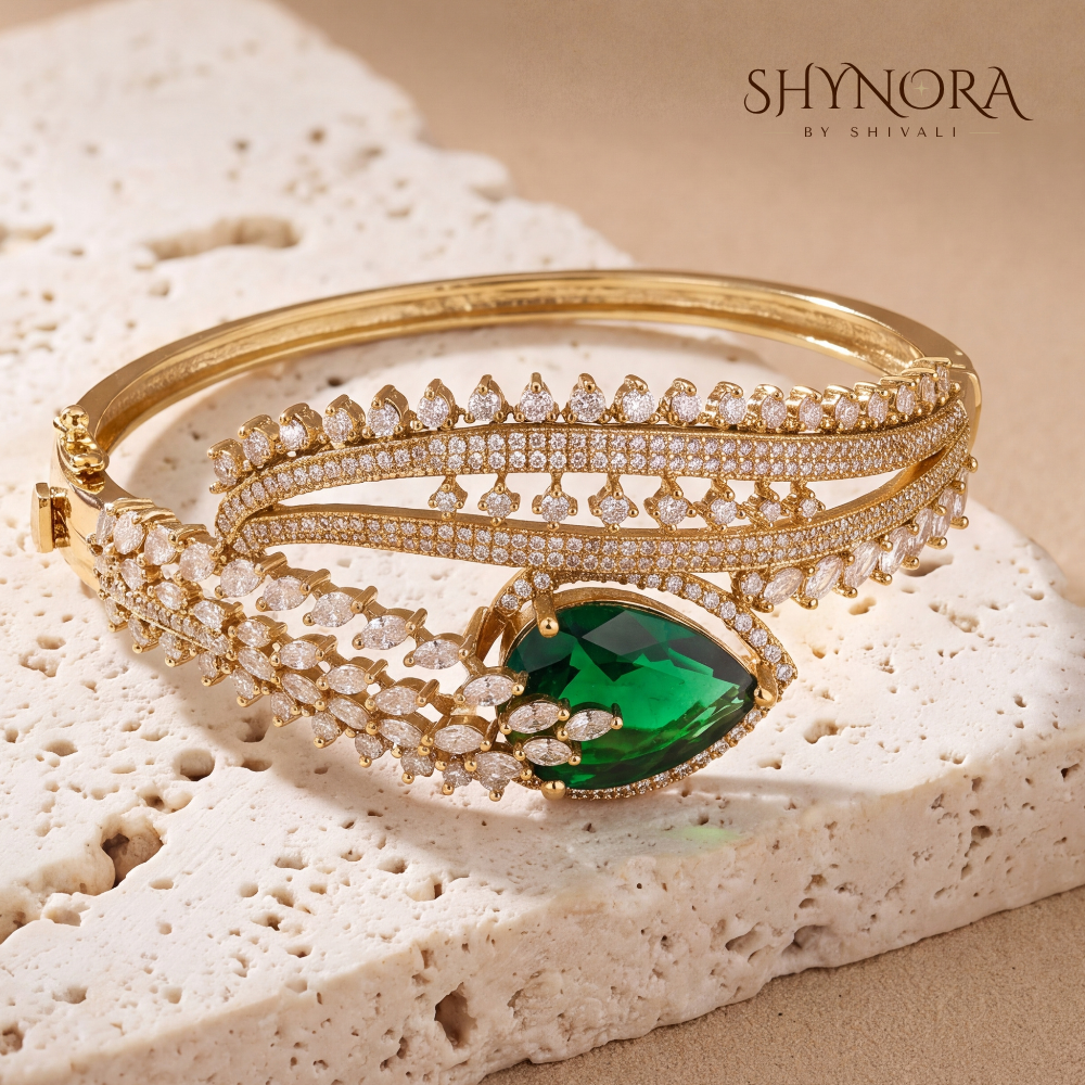 Emerald Accent Cuff Bracelet – Shynora By Shivali