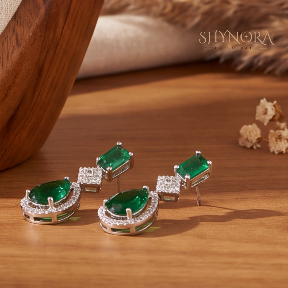 Emerald Two Layer Graduated Necklace Set – Shynora By Shivali