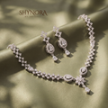 Diamond Lattice Floral Drop Necklace Set – Shynora By Shivali