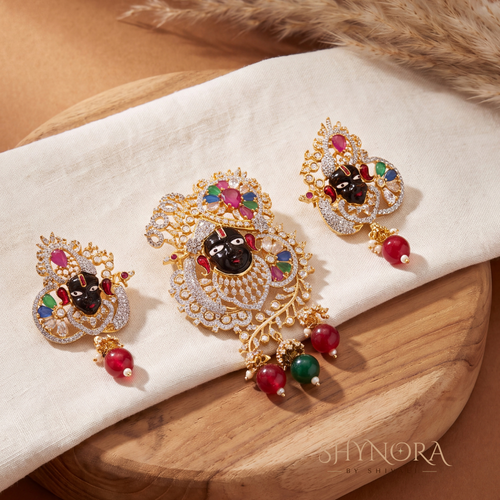 Multicolor Gemstone Cluster Pendant Set – Shynora By Shivali