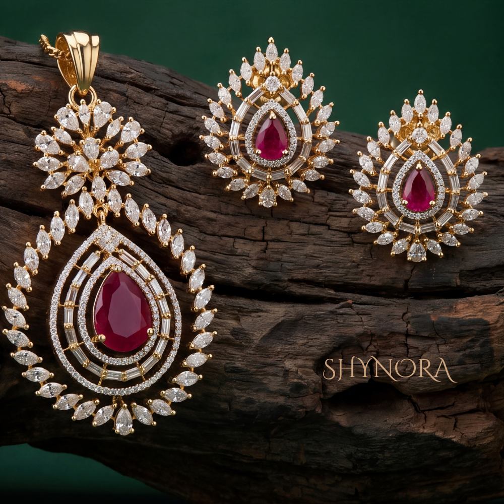 Ruby Paisley Fan Pendant Set – Shynora By Shivali