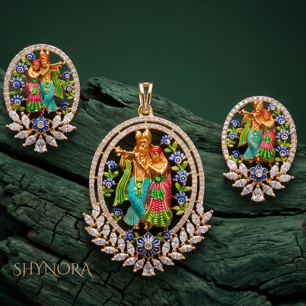 Radha Krishna Motif Pendant Set – Shynora By Shivali