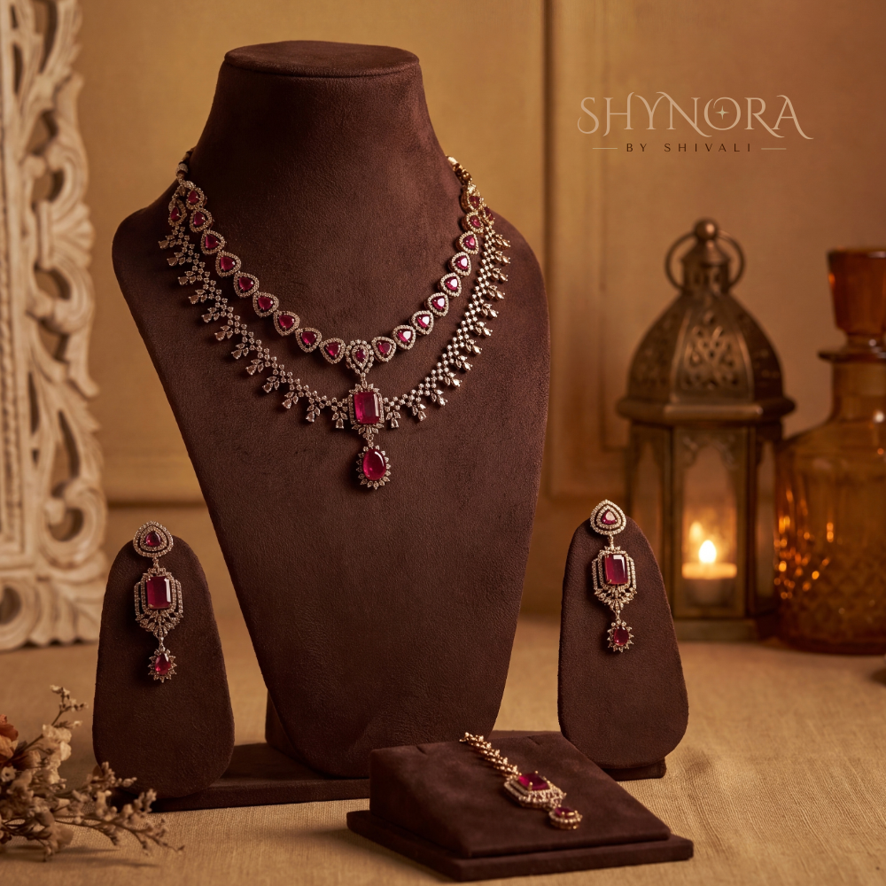 Multicolor Gemstone Graduated Pear Necklace Set – Shynora By Shivali