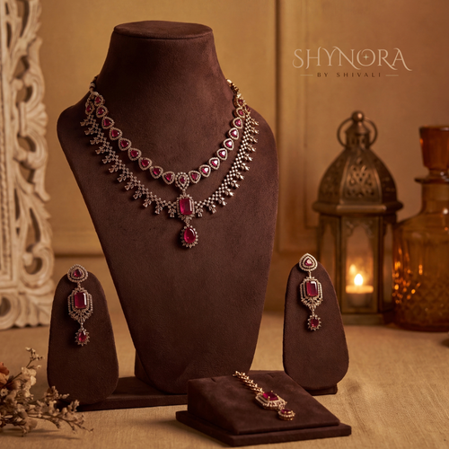 Multicolor Gemstone Graduated Pear Necklace Set – Shynora By Shivali