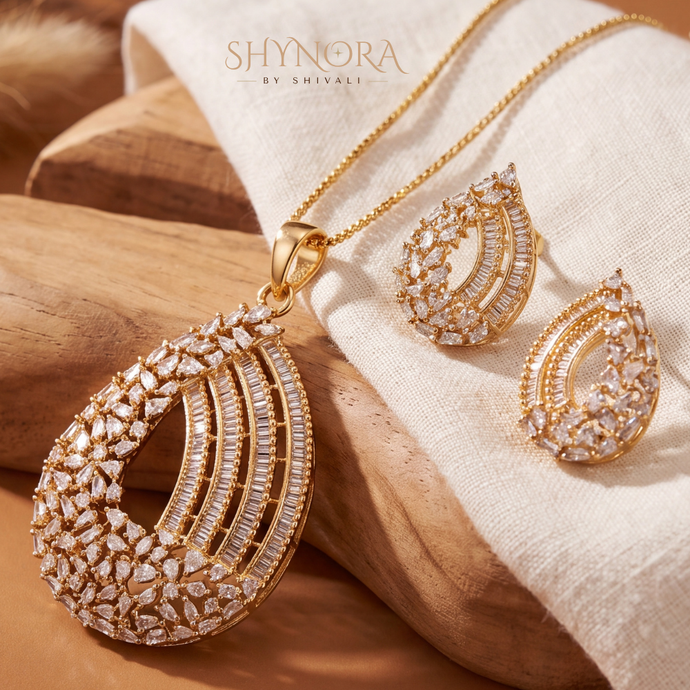 Classic Paisley AD Pendant Set – Shynora By Shivali