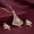 Floral Baguette Wave AD Pendant Set – Shynora By Shivali